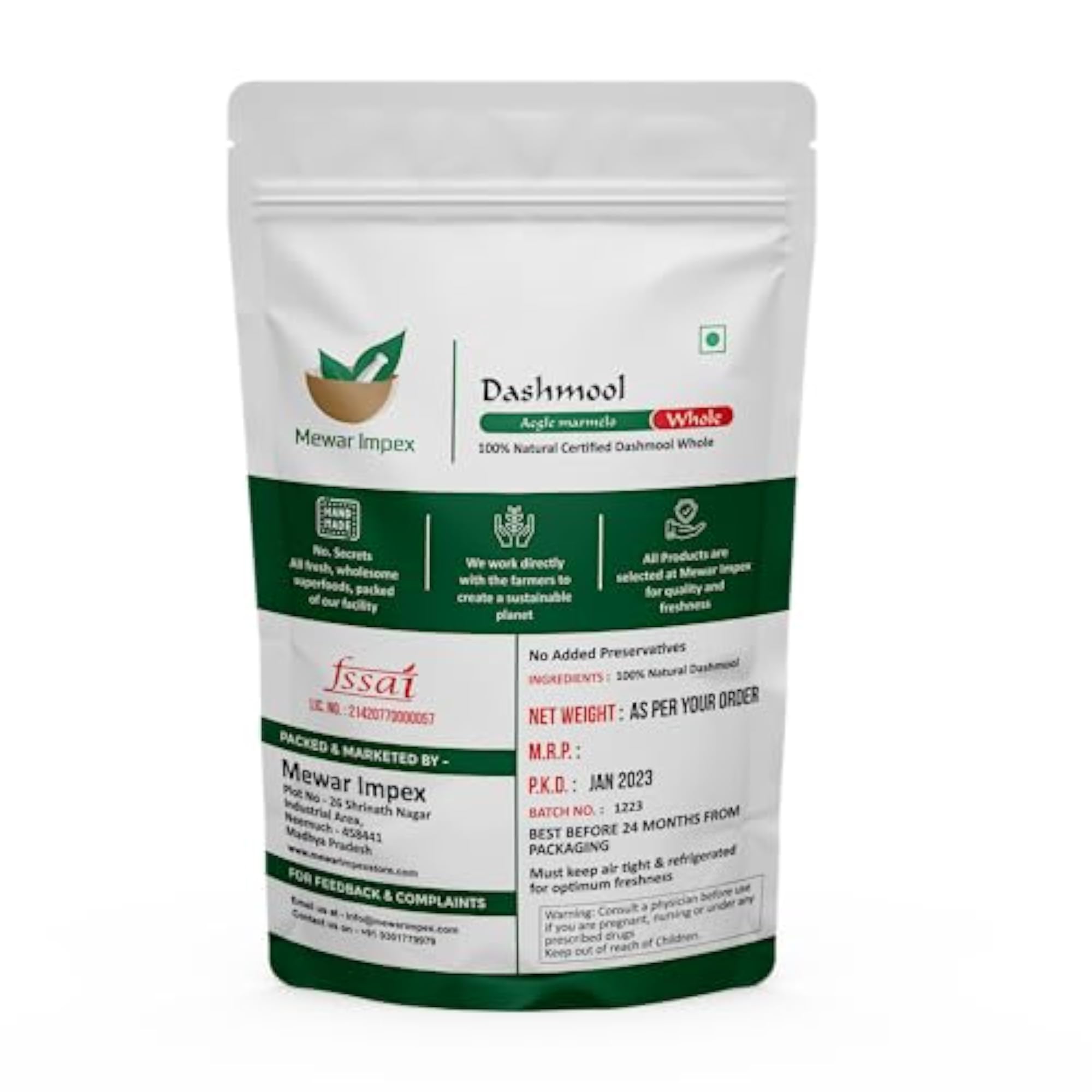 Mewar Impex Dashmool Whole 900 Gm, Dasamoola Kwath